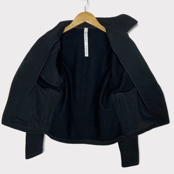 Lululemon Lab Black Moto Jacket Shadow Size 4 Rare Cotton Fleece Biker Gold Zip - Picture 5 of 14